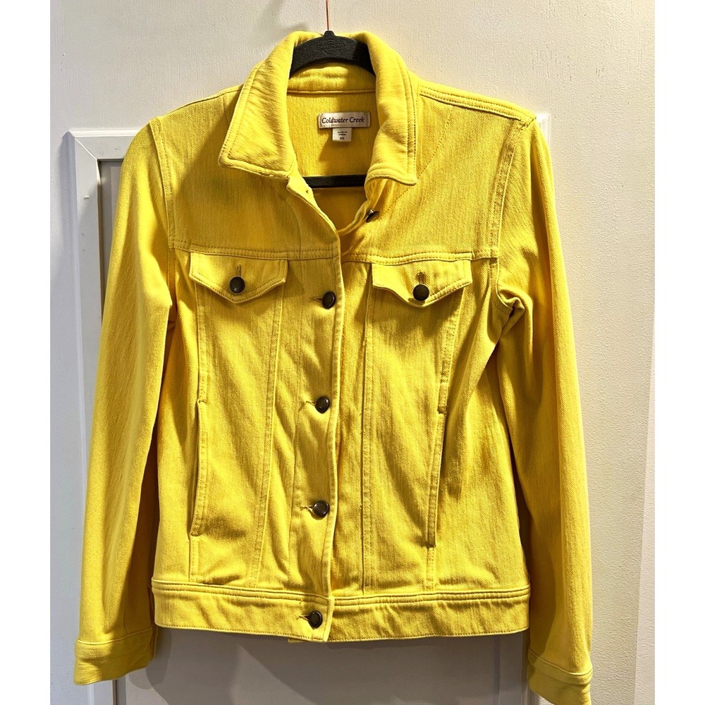 Coldwater Creek Women’s Yellow Denim Jacket Size XS 36” Chest Cotton/Elastane